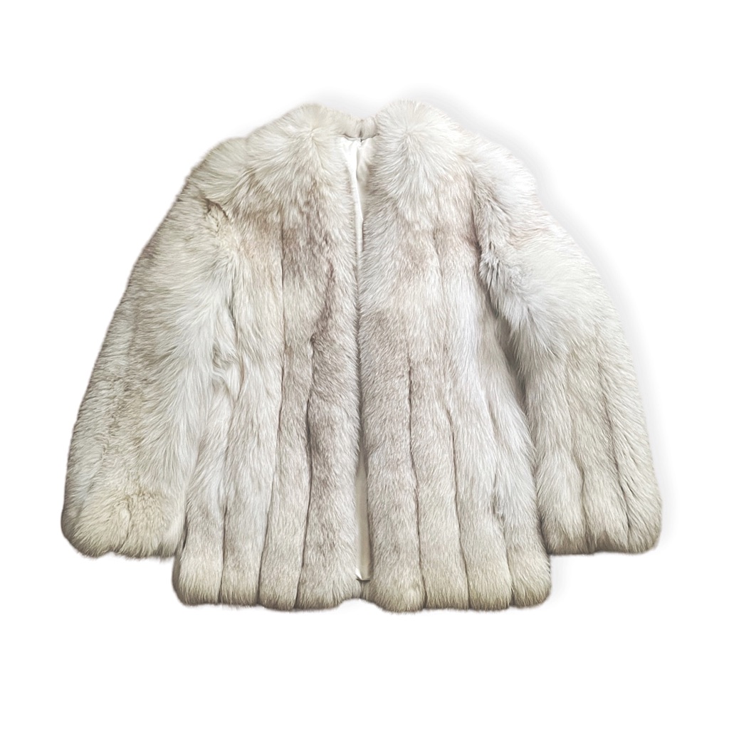 Stunning Woman’s Natural White Fox Fur Jacket, Sz Medium